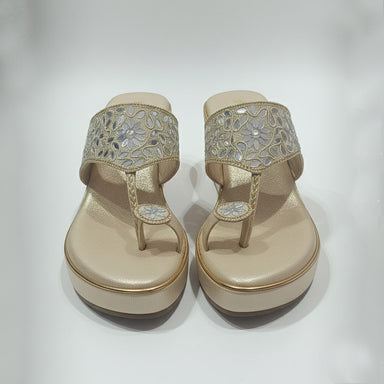 Grey Embellished One Toe Wedges Heels