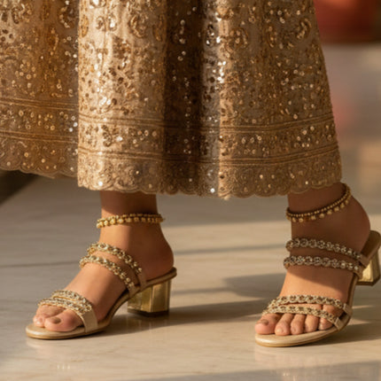 Women's Block Heel Evening Slide Sandals