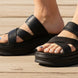 Black Platform Sandals with Strapped Design and Thick Sole