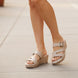 Off White Solid Two-Strap Platform Slide Sandal